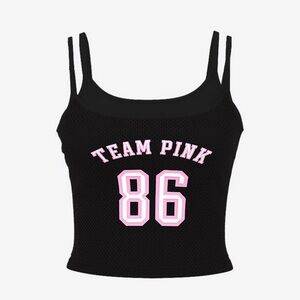 PINK Cotton Sleeveless Mesh Layered Tank Top Women Size Medium